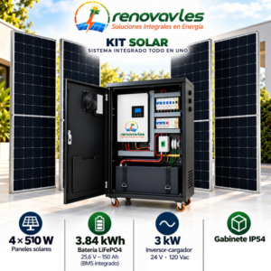 Kit Solar 2,04 kWp – Sistema Integrado Todo en Uno 3 kW + Batería LiFePO4 3,84 kWh