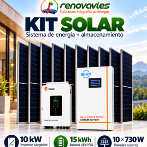 Kit Solar 7,30 kWp KHE – Inversor Cargador SRNE 10 kW + Batería LiFePO4 15 kWh