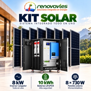 Kit Solar 5,84 kWp TBB – Inversor Híbrido 8 kW + Batería LiFePO4 10 kWh